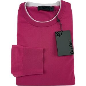 NWT G/Fore Pink & White Wool Blend Long Sleeve Crewneck Sweater Mens Size XL